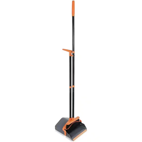 Lobby Broom with Dustpan, Black/Orange