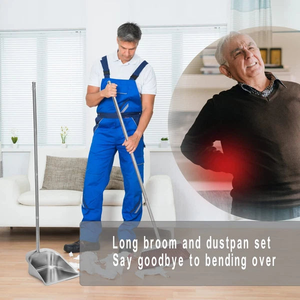 Broom and Dustpan Set for Home 56" Upright Long Handle Broom and Dustpan Set ...