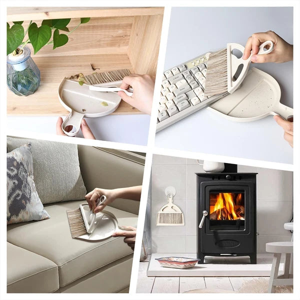 Mini Broom and Small Dustpan Brush - Hand and Set and for Cat Litter Kitchen