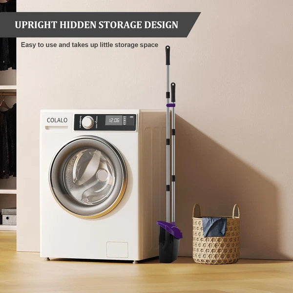 Broom and Dustpan Set 51"Long Handle with Combo Windproof and Self-Cleaning