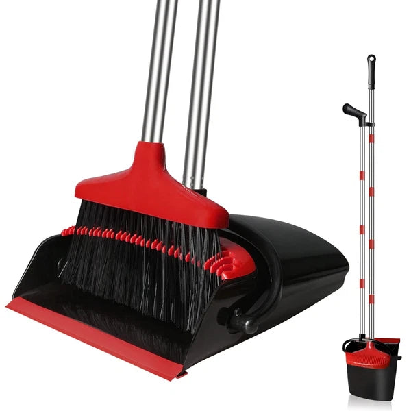 GRAREND Broom and Dustpan Set for Home, Upright 55" Broom and Dustpan Combo w...