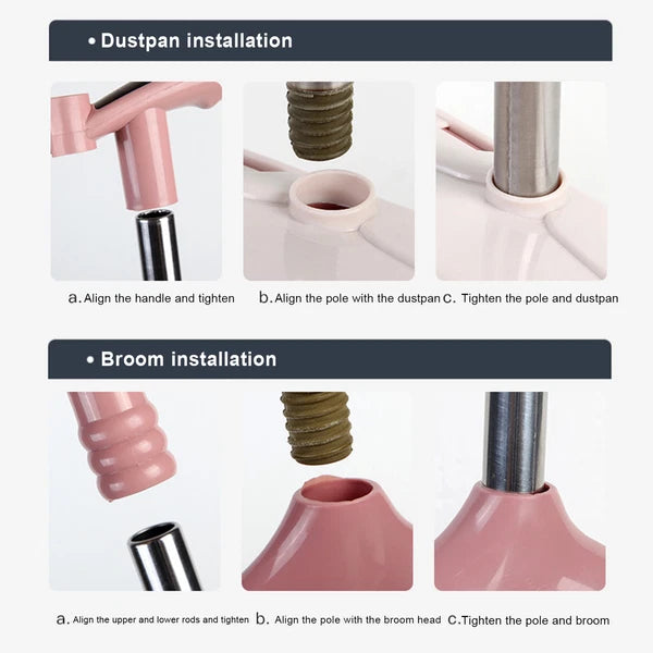 Broom And Dustpan Set Stand Up Broom And Dustpan With Teeth Lightweight Grand