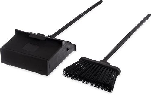 Duo-Pan Upright Dust Pan and Broom Broom Set with Clip for Floor Cleaning Res...
