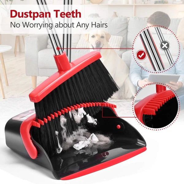Broom and Dustpan Set, Dust Pan and Broom Combo for Floor Cleaning Dustpan wi...
