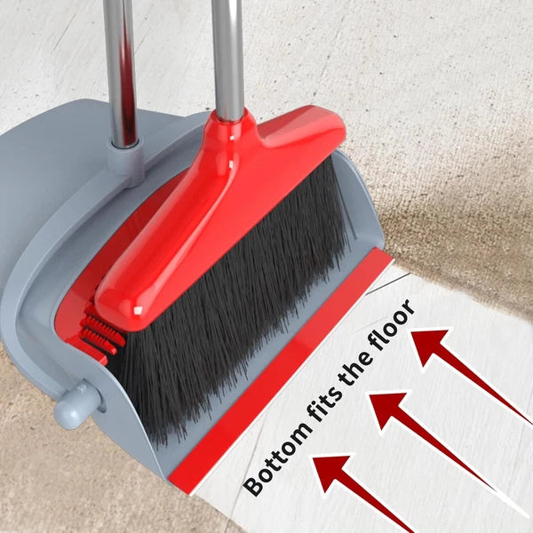 KOCOTONG 54" Long Adjustable Length Handle Broom with Dustpan Combo Set