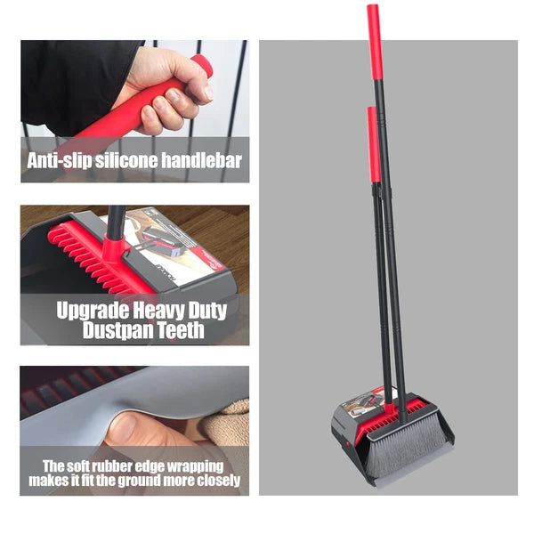 Broom with Dustpan Combo Set, Dust Pans with Long Handle, Brooms with Dustpan...