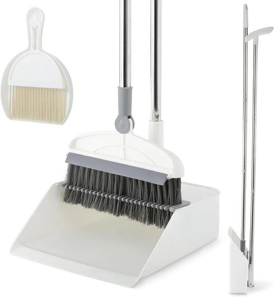 Broom with Dustpan Combo Set, 2 in 1 Broom and Dustpan Set with Long Handle, Upr