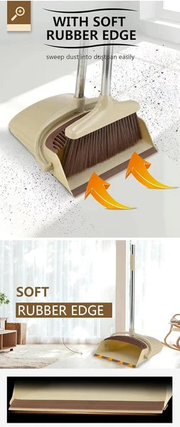 Broom and Dustpan Set, Broom with Dustpan Combo Set, Brooms for Sweeping Indoor,