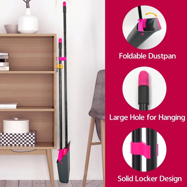 Broom with Dustpan Combo Set, Long Handle Lightweight Indoor Broom Set, Uprig...