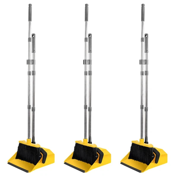 3-Pack Commercial Broom and Dustpan Combo Set, Industrial 51'' Broom and Dust...