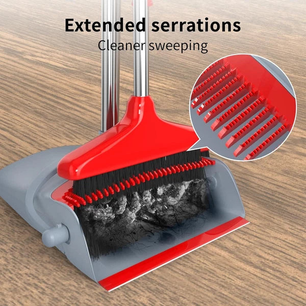 KOCOTONG 54" Long Adjustable Length Handle Broom with Dustpan Combo Set