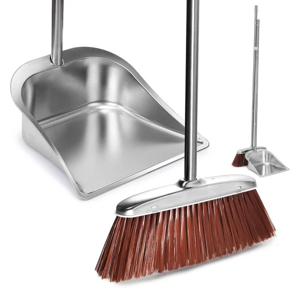 Broom and Dustpan Set for Home 56" Upright Long Handle Broom and Dustpan Set ...