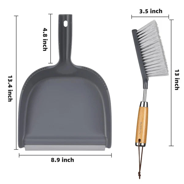 Dustpan and Brush Set with Stainless Steel Handle Mini Broom and Small