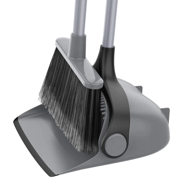Broom and Dustpan Set with Adjustable Long Handle Upright Combo for Floor