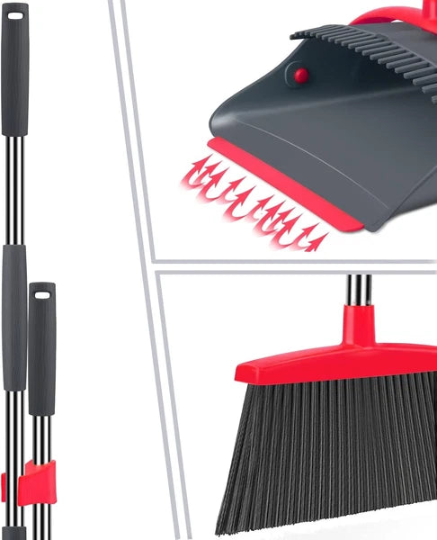 Broom and dustpan set, broom and dustpan combination set with dustpan