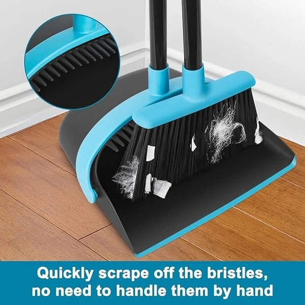 Dust pan and Broom Set with 48" Long Handle