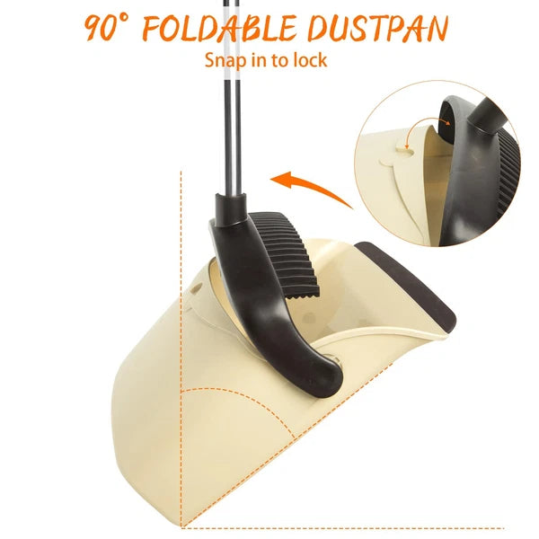 Broom and Dustpan Set Dustpan Combo with 51" Stainless Steel Long Handle Broo...