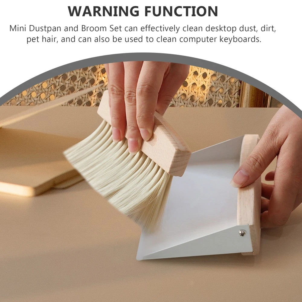 Desktop Cleaning Kit Miniature Dustpan Child Broom and Duster Whisk