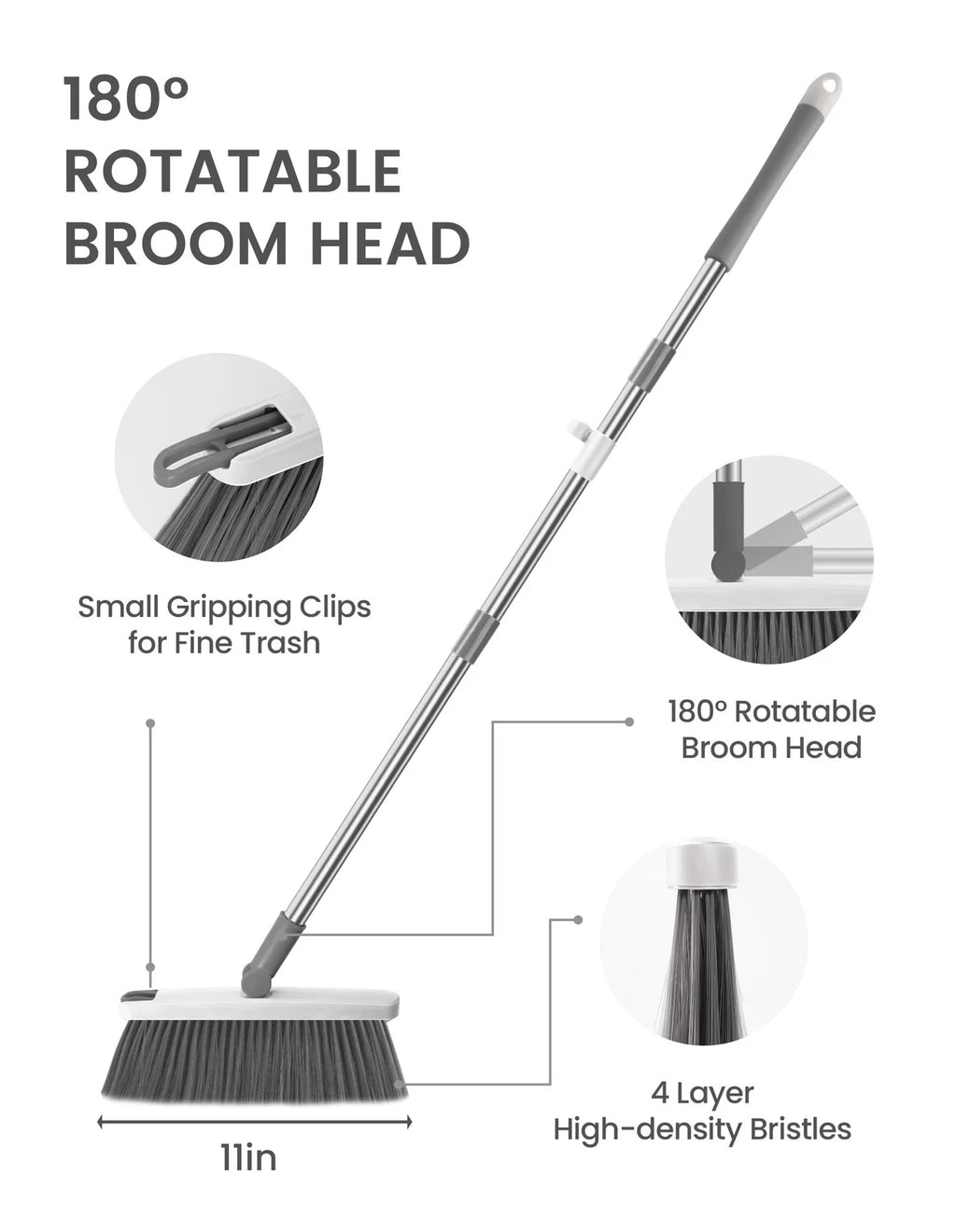 Broom with Dustpan Combo Set,51” Adjustable Long Handle,Broom and Dustpan,Dur...