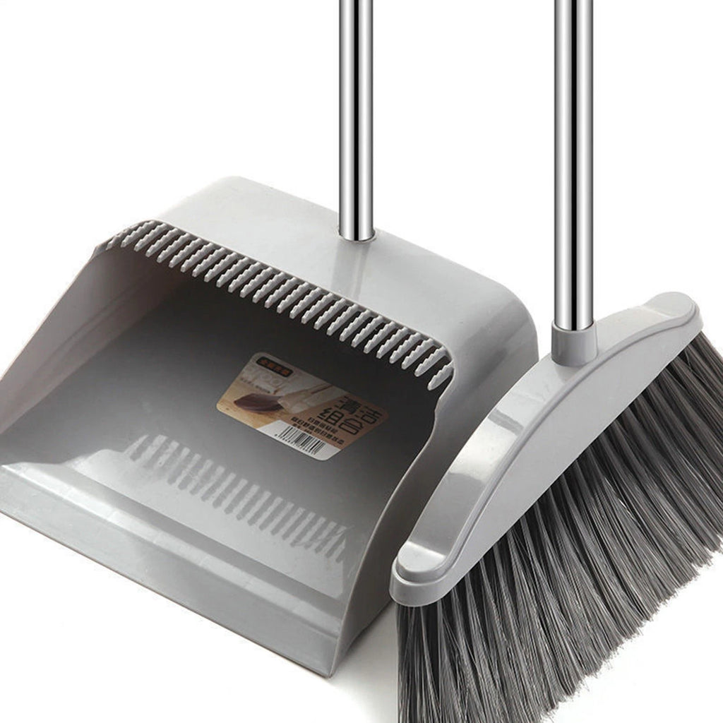 Broom And Dustpan Set Stand Up Broom And Dustpan With Teeth Lightweight Grand