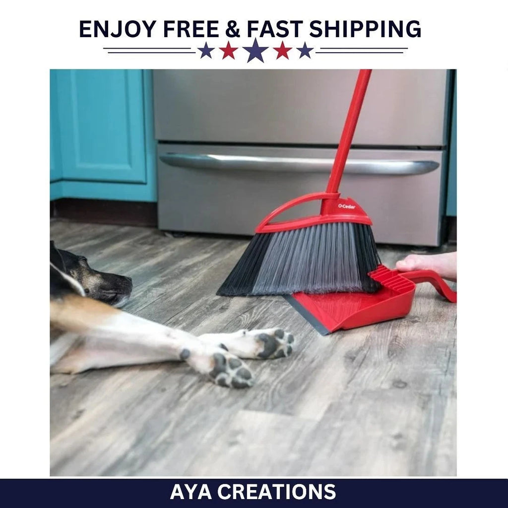 O-Cedar Pet Pro Broom & Step-On Dustpan Set for Hair, Dirt & Debris Cleanup