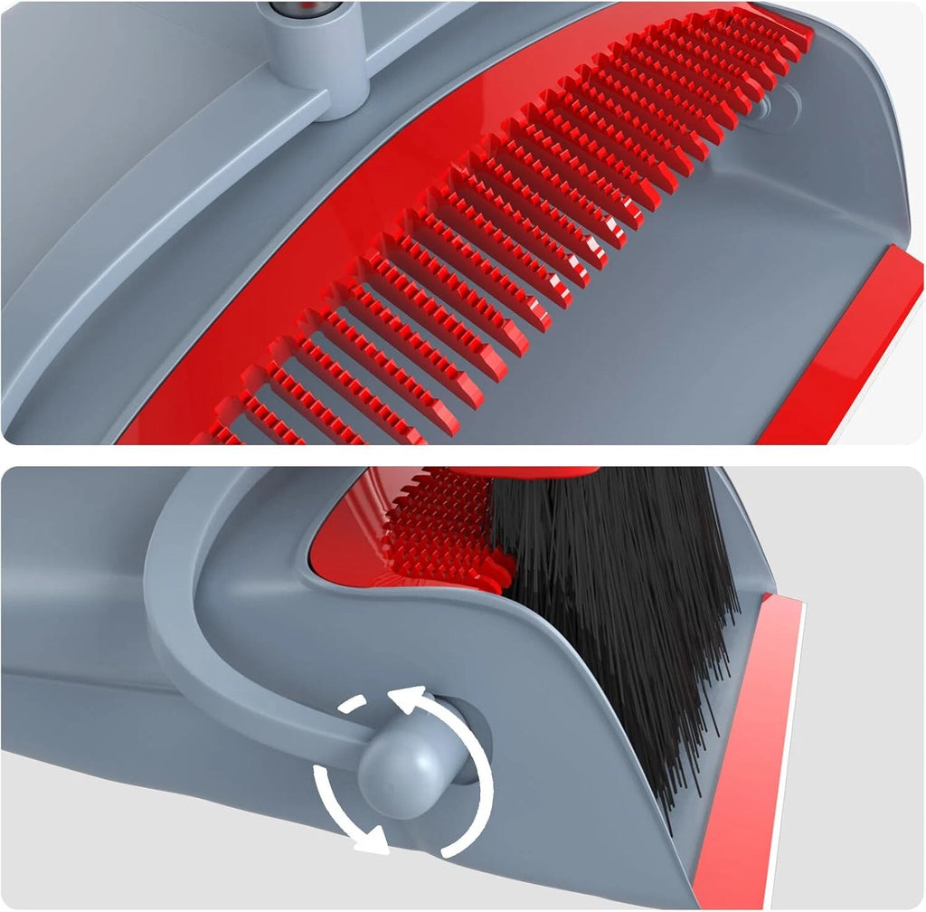 KOCOTONG 54" Long Adjustable Length Handle Broom with Dustpan Combo Set