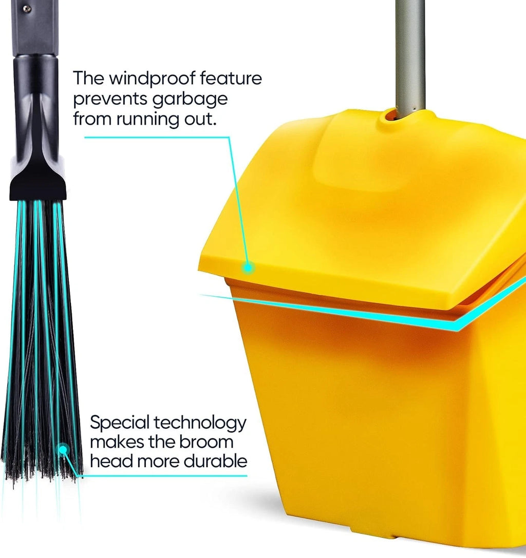 Heavy Duty Broom and Dustpan Set Commercial Outdoor Indoor 2+1