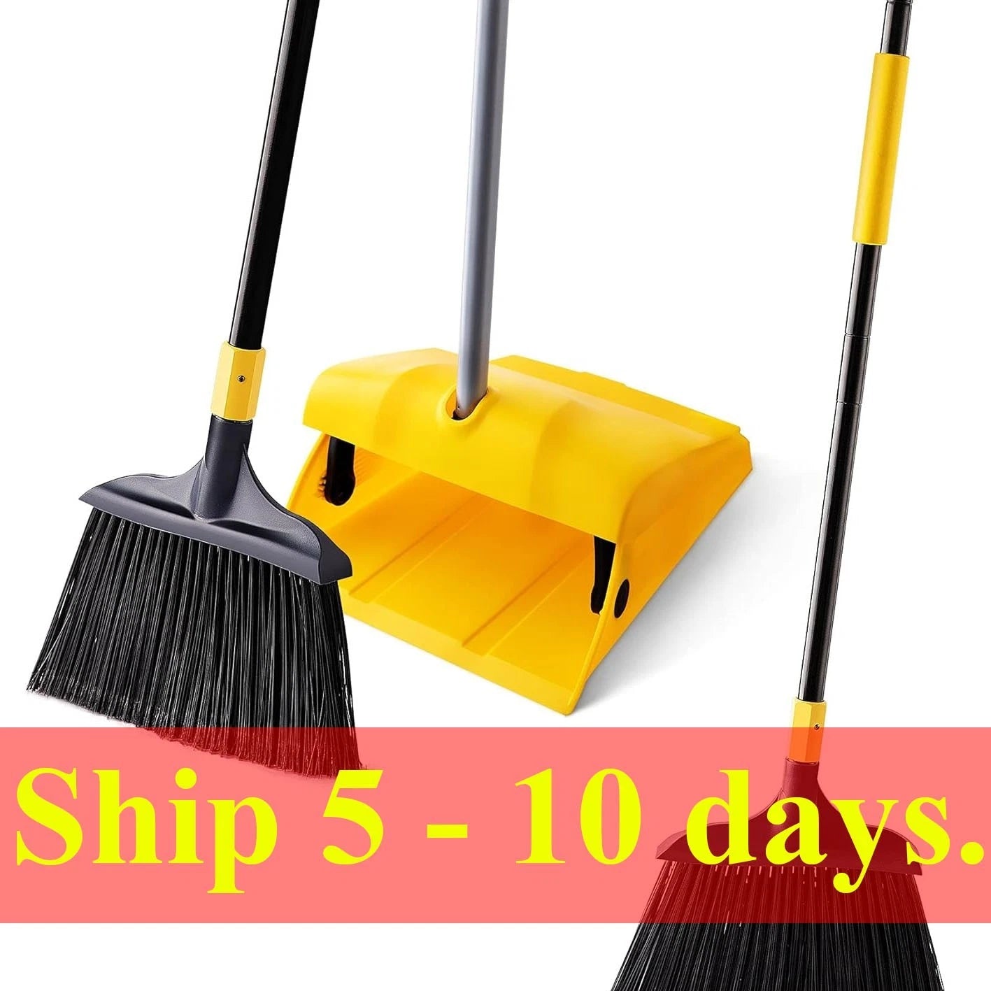 Heavy Duty Broom and Dustpan Set Commercial Outdoor Indoor 2+1