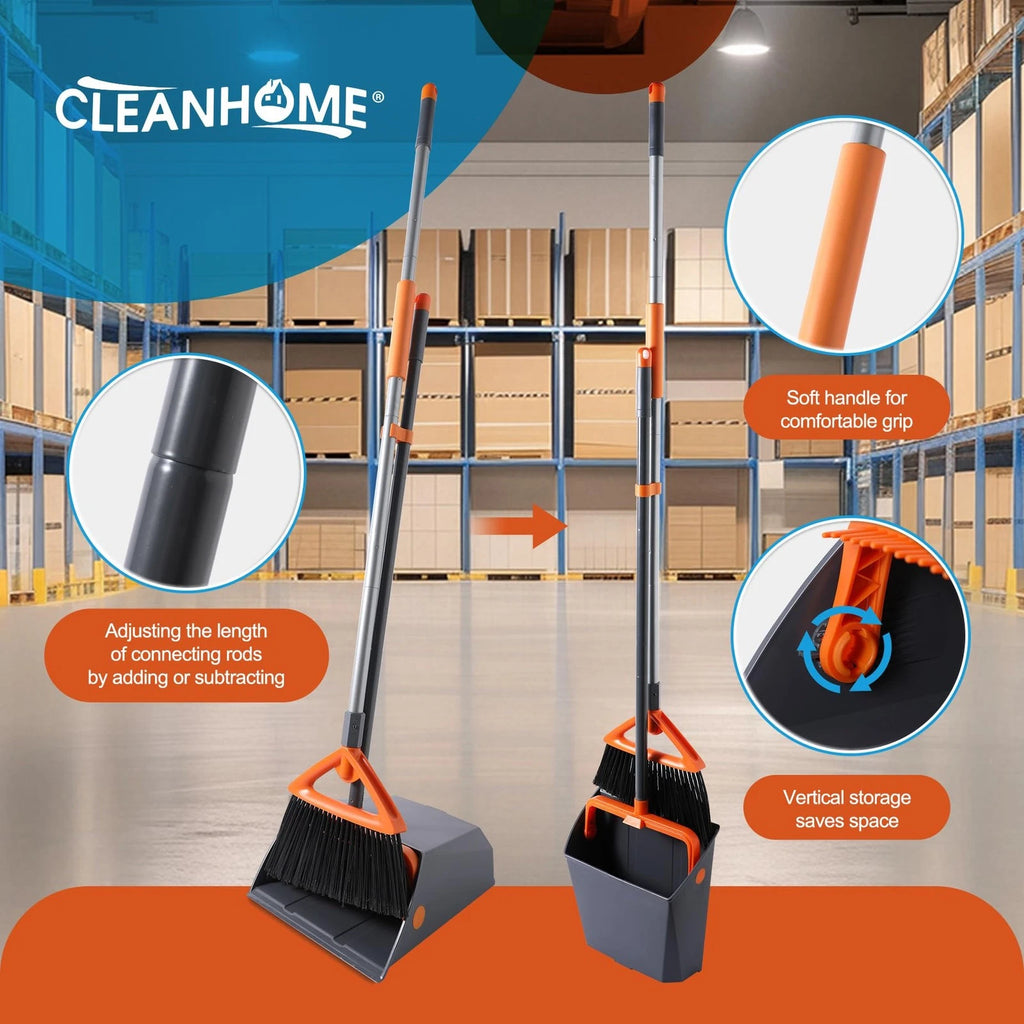 Heavy Duty Broom and Dustpan Set for Outdoor Use Ideal for Leaves and Waste