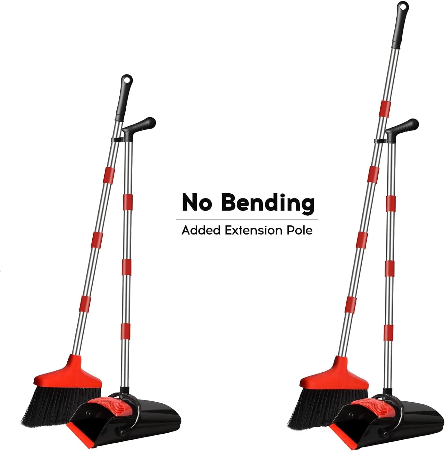 Upright Broom and Dustpan Set for Home, 55" Long Handle Combo, Indoor Sweep for