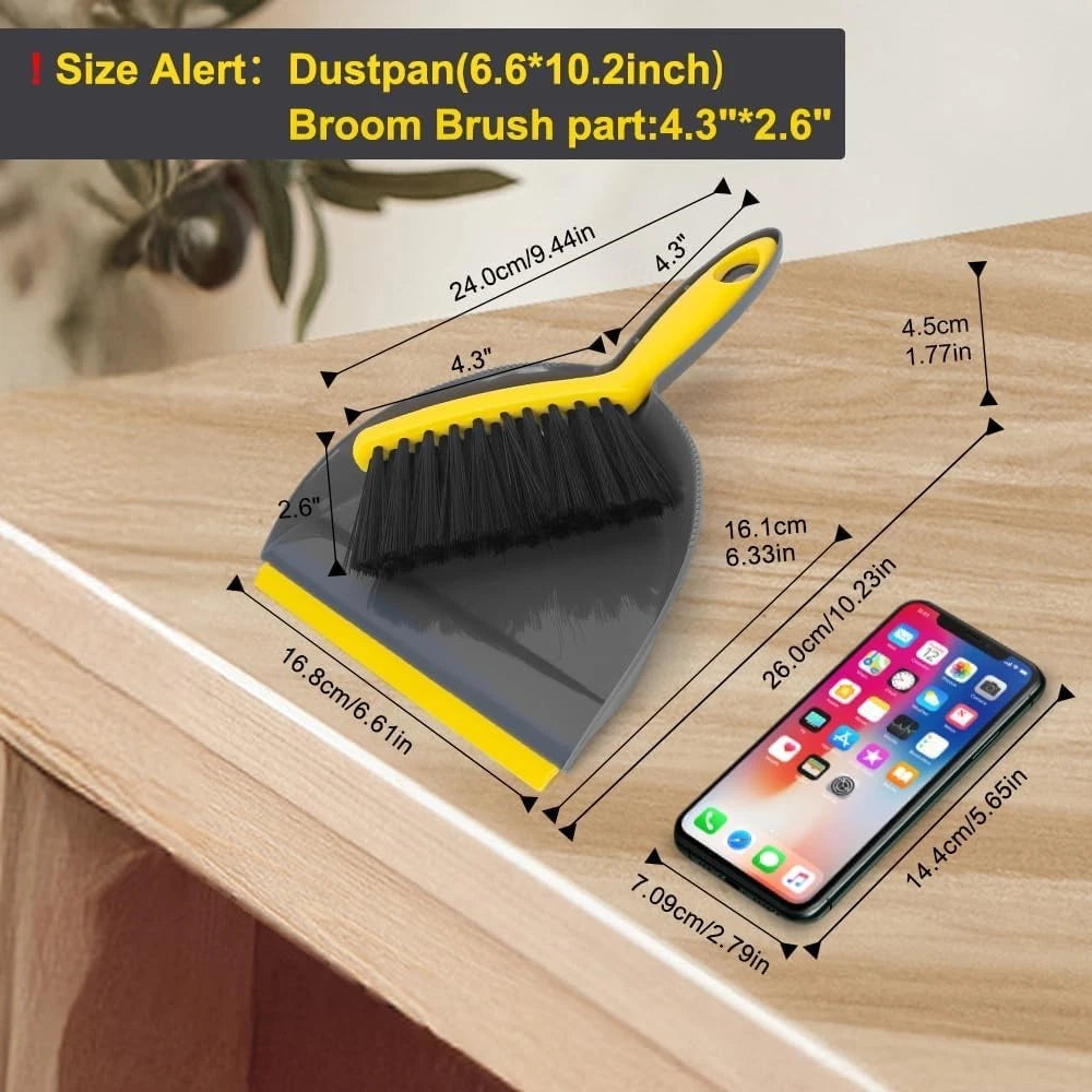 Dustpan and Broom Set Small,Mini Handheld Dust pan with Cleaning Brush Combo for