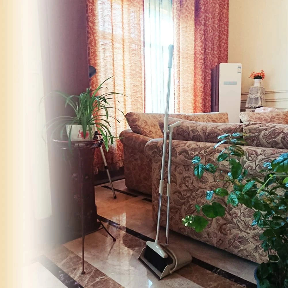 Broom and Dustpan Set Lightweight Upright Lobby Broom and Dust Pan Combo with Lo