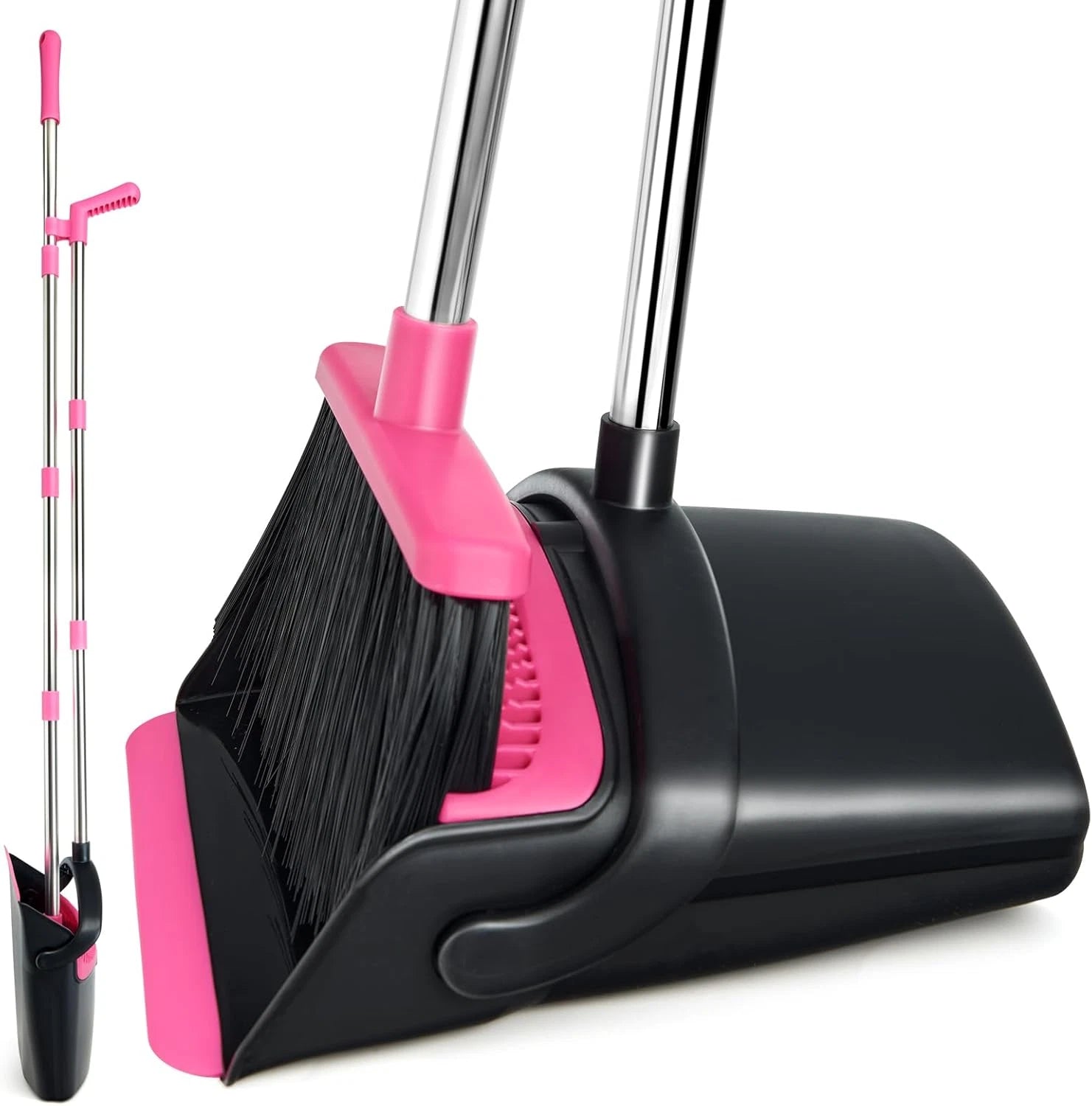Broom and Dustpan Set, Long Handle Lightweight Dustpans with Broom Combo for Hom