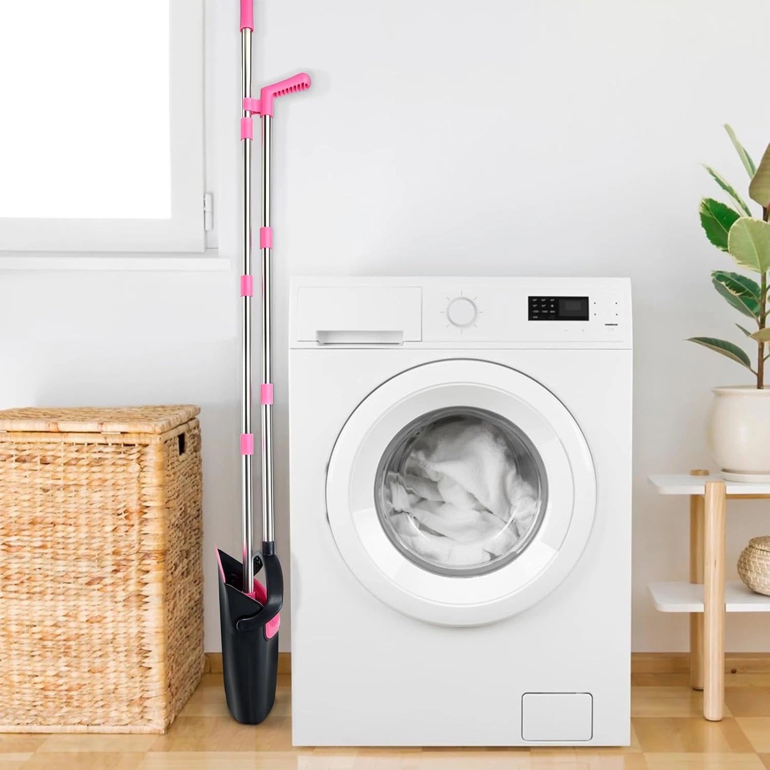 Broom and Dustpan Set, Long Handle Lightweight Dustpans with Broom Combo for Hom