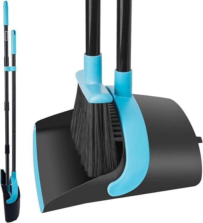 Dust pan and Broom Set with 48" Long Handle