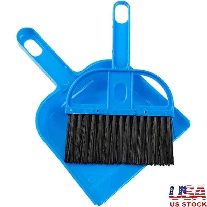 Mini Dustpan & Broom Set Portable Cleaning Tool Pets Home Kitchen Desk New