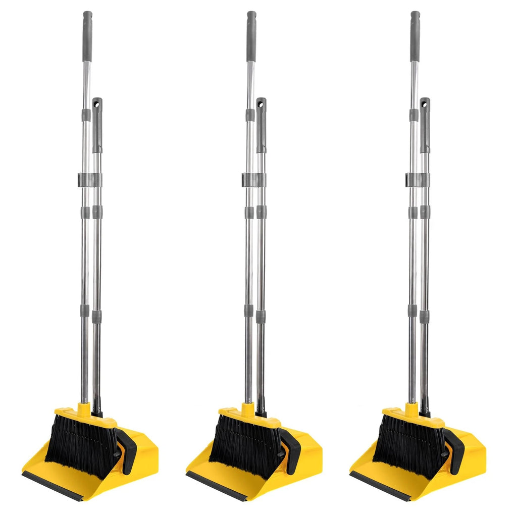 3-Pack Commercial Broom and Dustpan Combo Set, Industrial 51'' Broom and Dust...