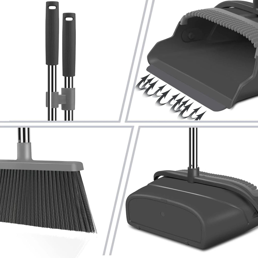 Broom and Dustpan Set for Home, Office, Indoor&Outdoor Sweeping, Stand