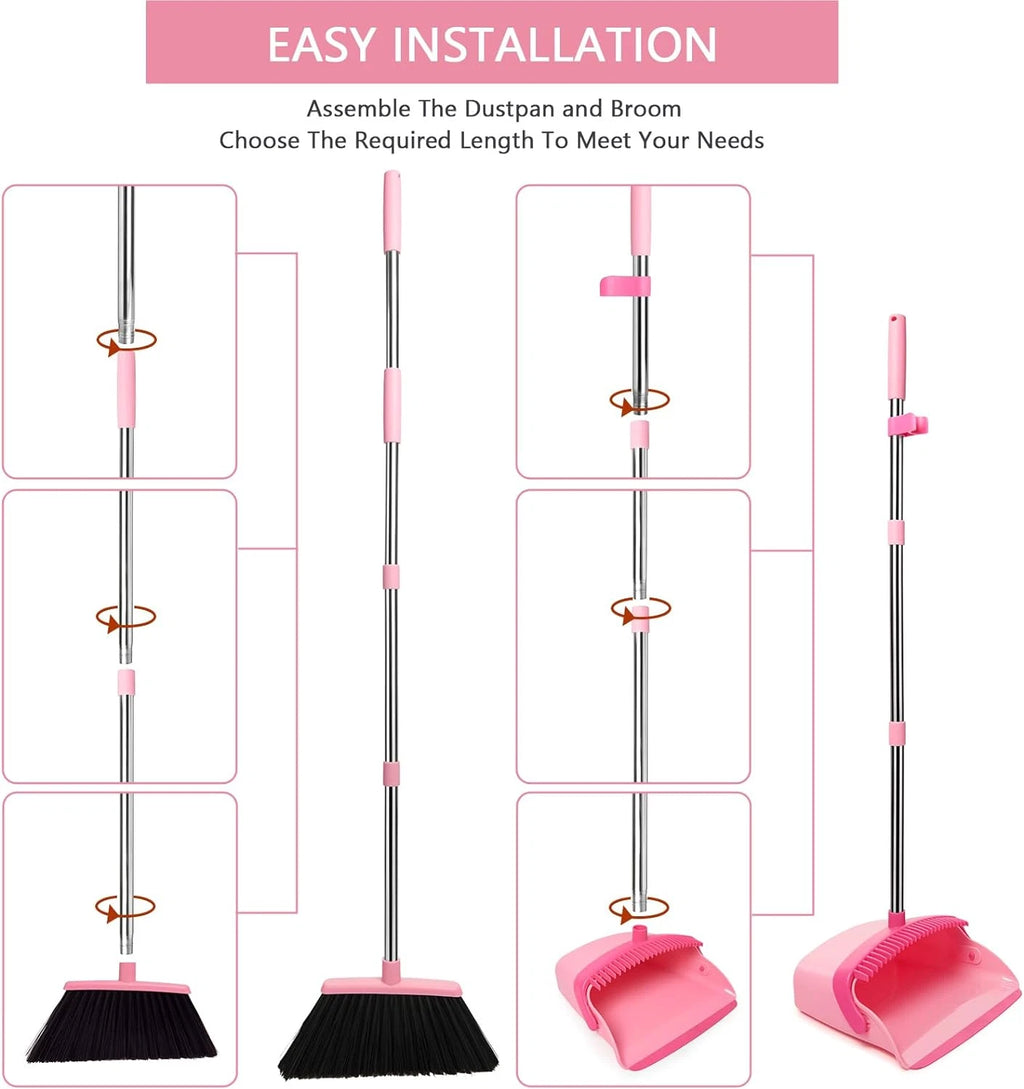 Broom and Dustpan Set, Dustpans with Broom Combo for Home, Heavy Dust Broom and