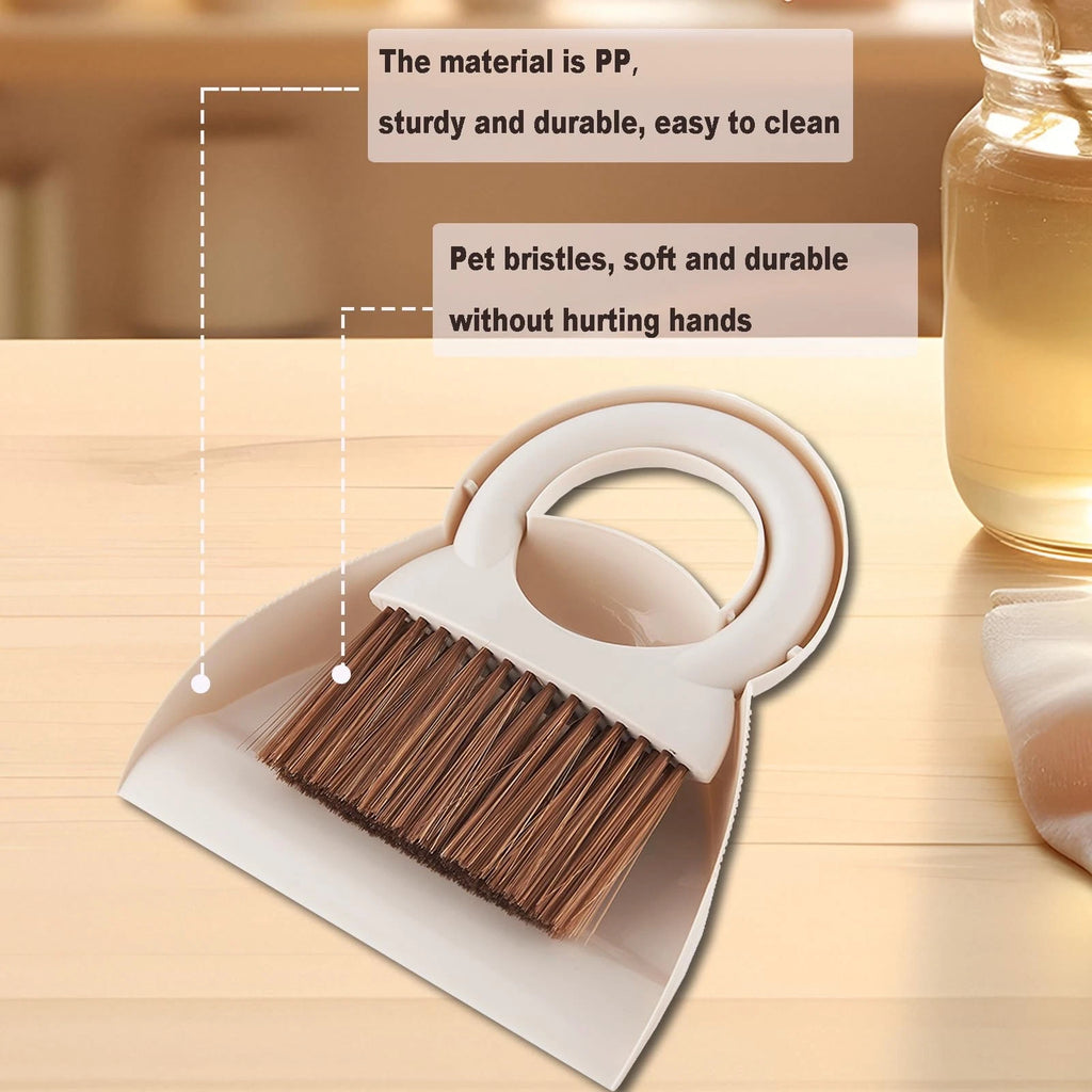 Round Handle Brush and Dustpan Set Small Broom & Dustpan Portable Handheld Sw...
