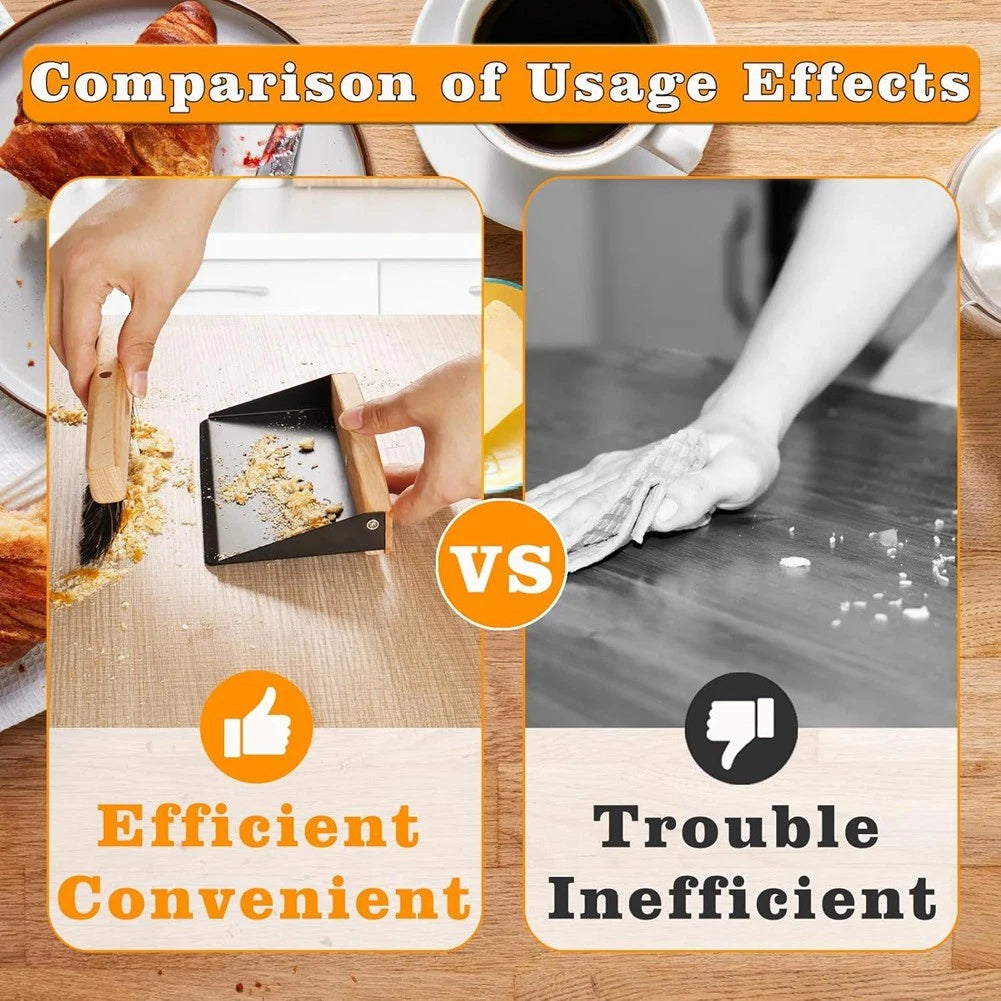 Small Dust Pan and Brush Set,  Hand Broom and Dustpan Set, Wooden Crumb8651