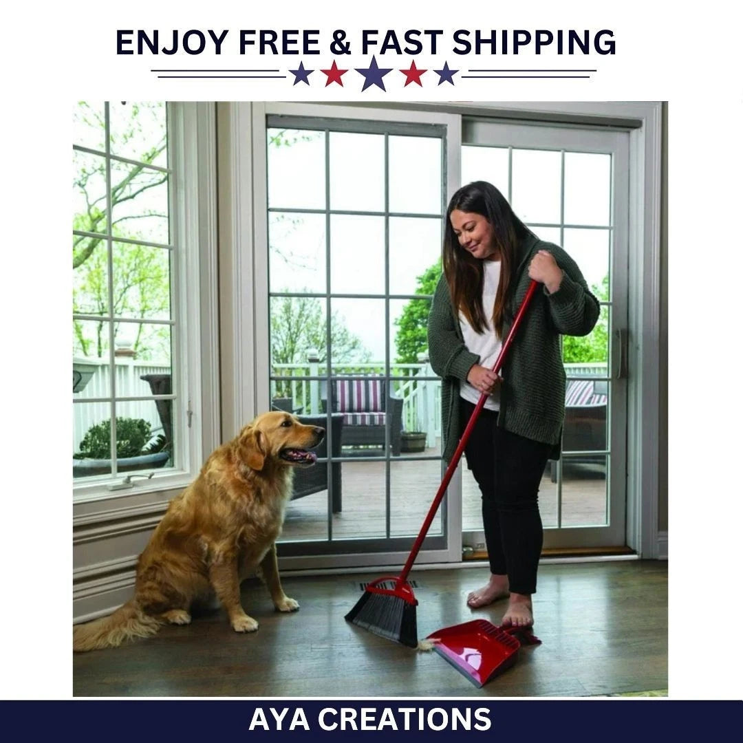 O-Cedar Pet Pro Broom & Step-On Dustpan Set for Hair, Dirt & Debris Cleanup