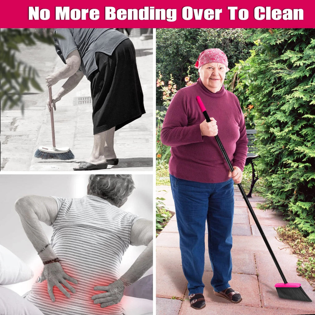 Broom with Dustpan Combo Set, Long Handle Lightweight Indoor Broom Set, Uprig...