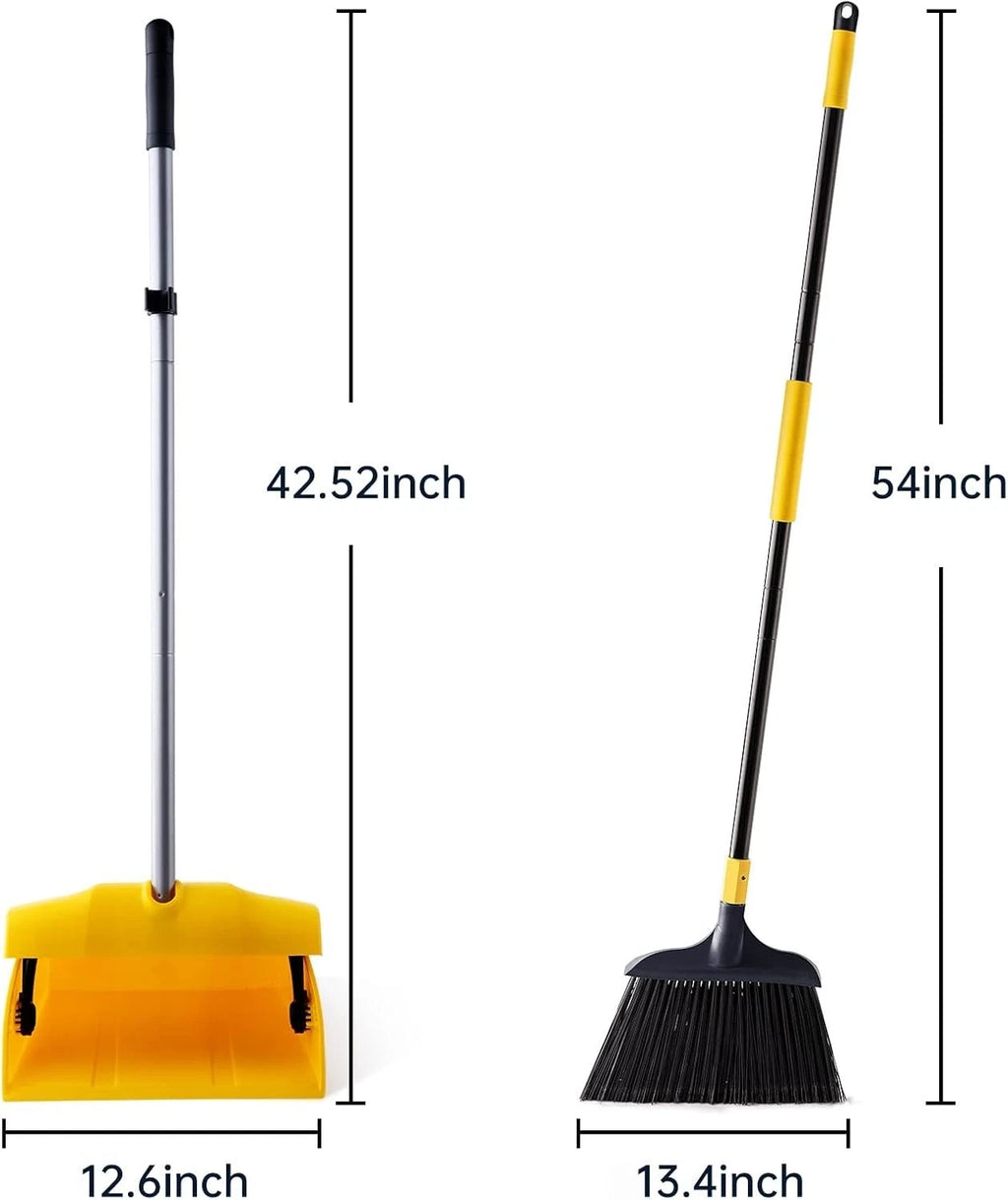 Heavy Duty Broom and Dustpan Set Commercial Outdoor Indoor 2+1
