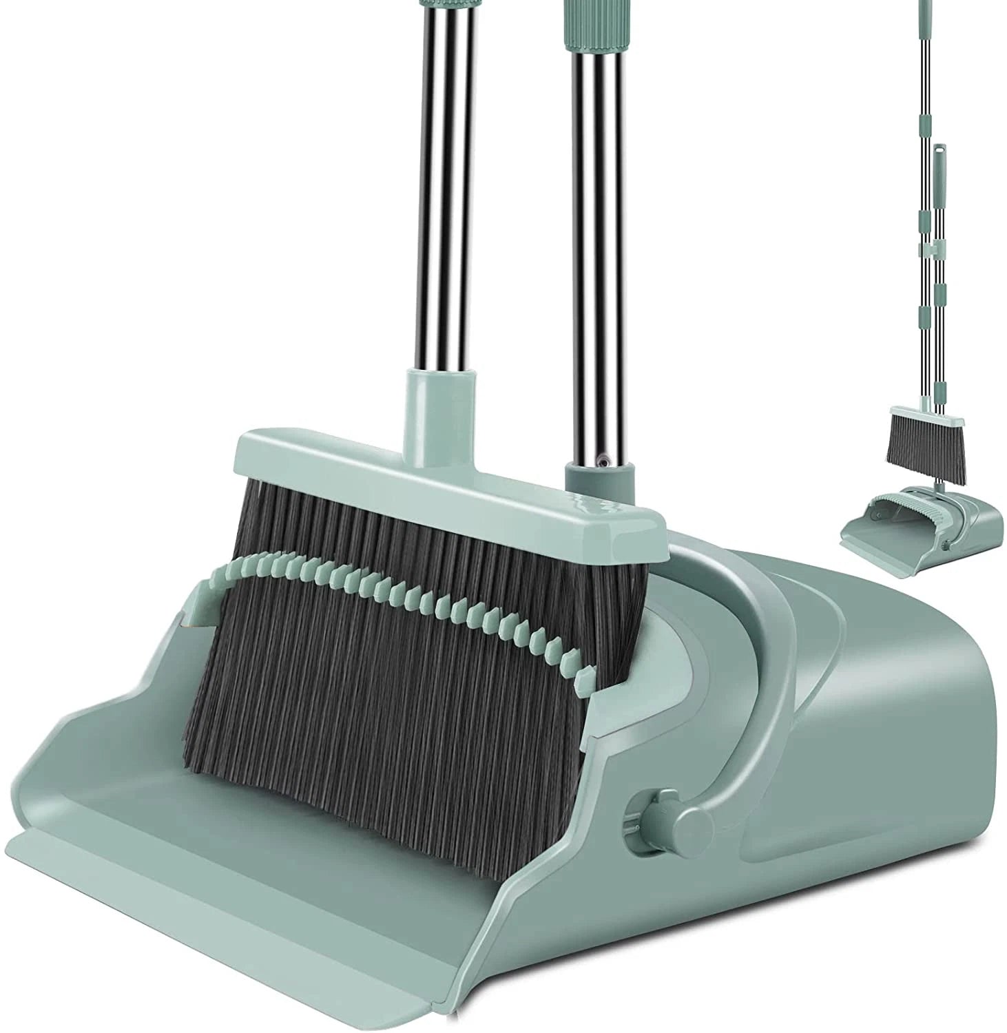 Upgrade Broom and Dustpan Set, Large Size and with Long Handle Upright Ideal