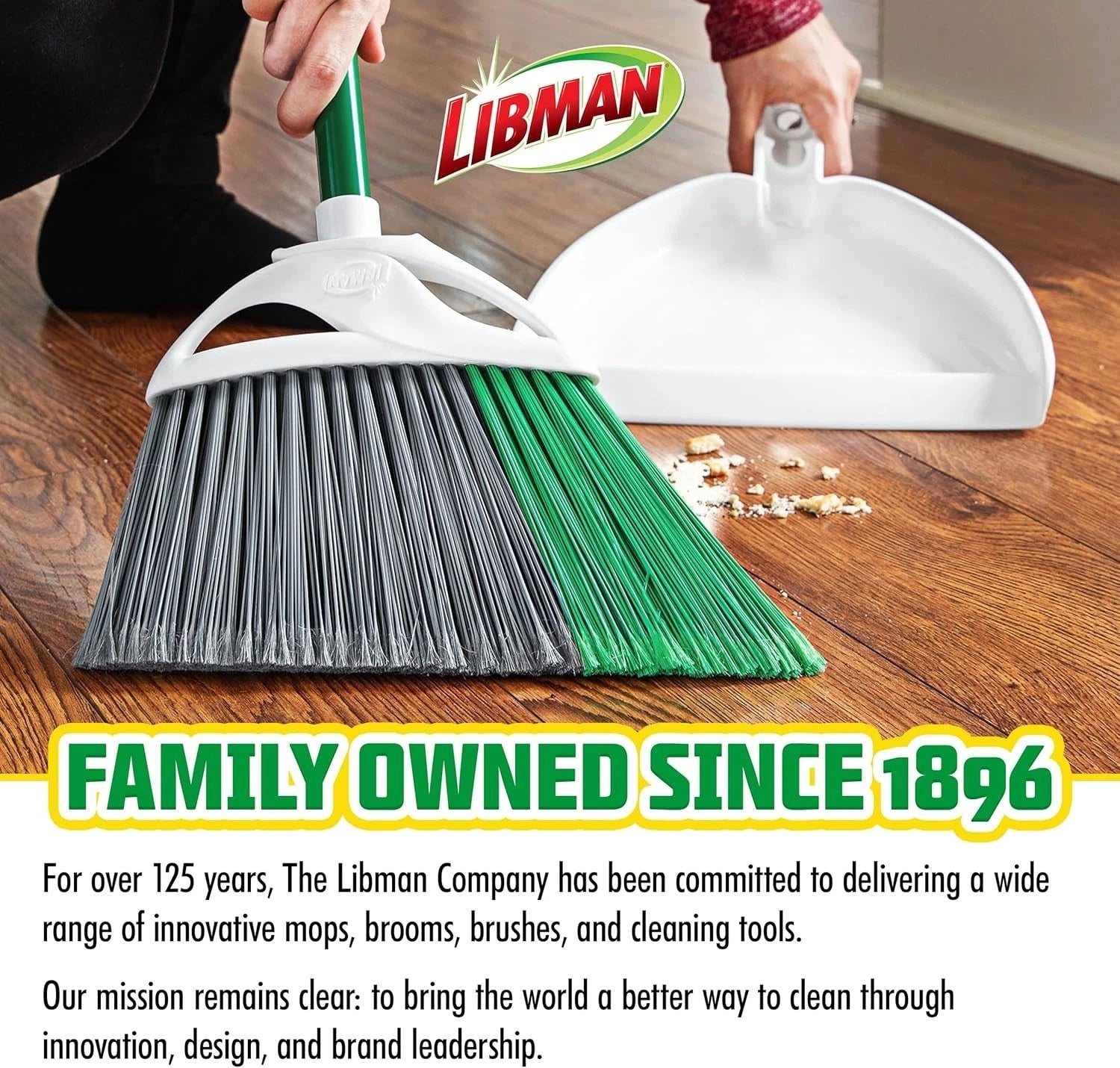 USA-Made Precision Broom & Dustpan Set - Flagged Bristles for Tough Dirt Removal