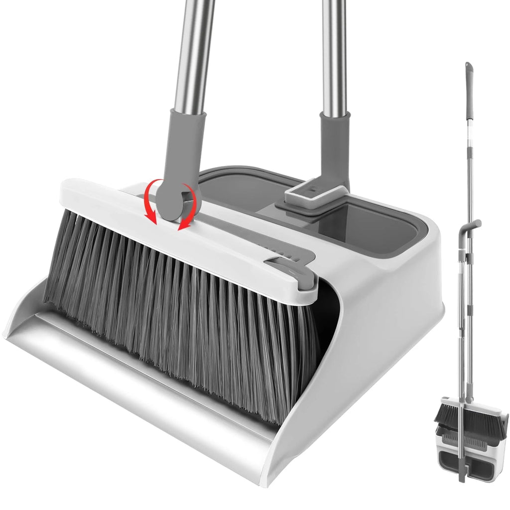 Broom with Dustpan Combo Set,51” Adjustable Long Handle,Broom and Dustpan,Dur...
