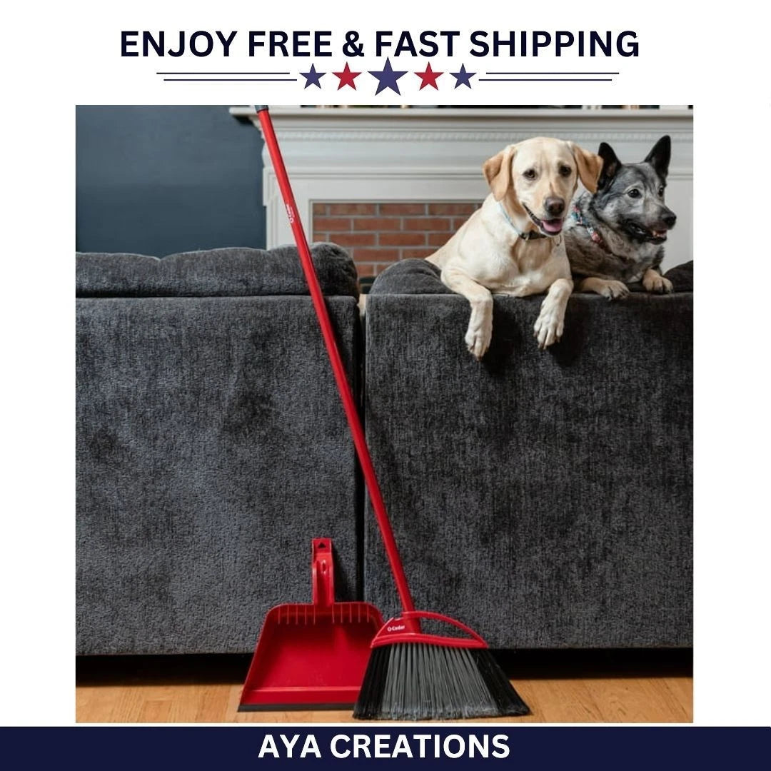 O-Cedar Pet Pro Broom & Step-On Dustpan Set for Hair, Dirt & Debris Cleanup