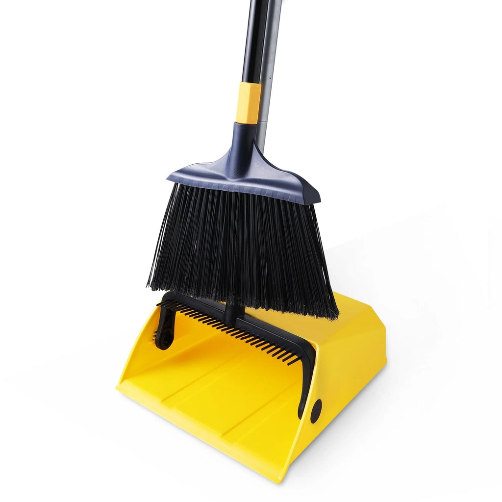 Yocada Heavy Duty Broom and Dustpan Set with Comb Commercial Outdoor Indoor