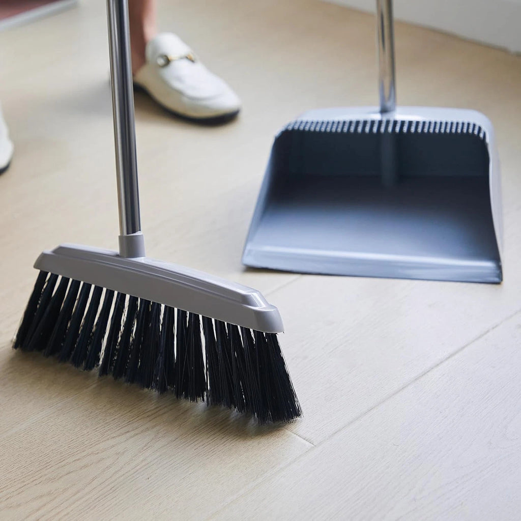 8 Set 16 Pcs Broom and Dustpan Set 53 Inch Broom with Dustpan Combo with Long Ha